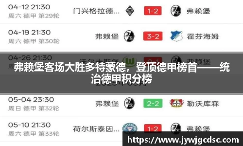 弗赖堡客场大胜多特蒙德，登顶德甲榜首——统治德甲积分榜